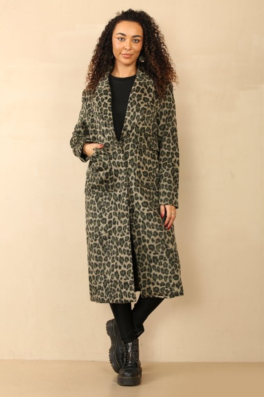 Chic Leopard Print Longline Coat - jacket - British D'sire