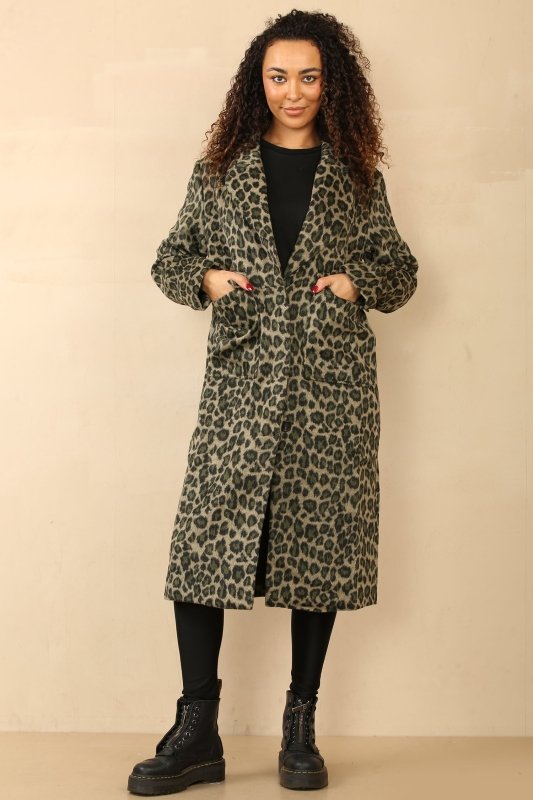 Chic Leopard Print Longline Coat - jacket - British D'sire