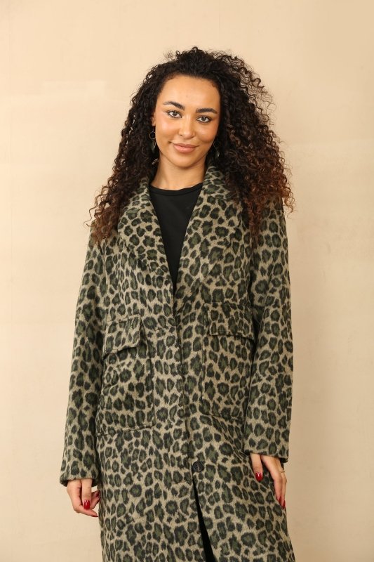 Chic Leopard Print Longline Coat - jacket - British D'sire