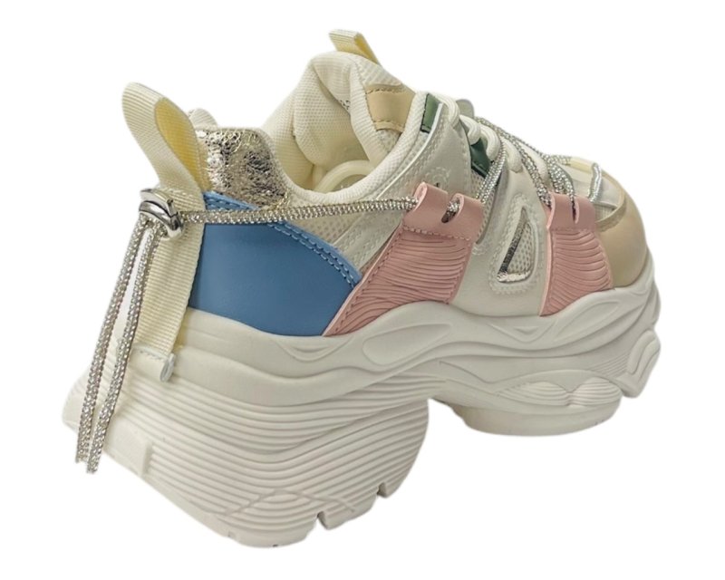 Chunky Sole Rhinestone Lace Up Sports Trainers - Trainers - British D'sire