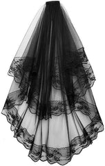 CICILIAYA Bridal Veil Women's Printing Tulle Short Bachelorette Party Wedding Veil With Comb for Wedding Hen Halloween Party - Wedding Clothing - British D'sire