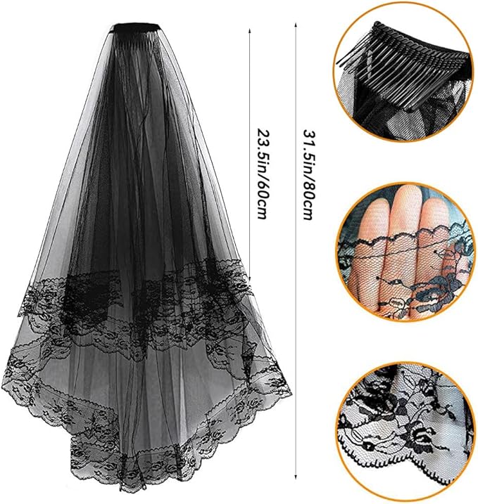 CICILIAYA Bridal Veil Women's Printing Tulle Short Bachelorette Party Wedding Veil With Comb for Wedding Hen Halloween Party - Wedding Clothing - British D'sire