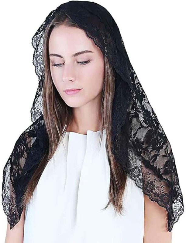 CICILIAYA Mantilla Veil Mass Veil Chapel Veil Lace Veil Black Veil White Veil Shoulder Length Vails Women's Church Veils Soft Veil For Church Latin Mass Girls First Communion Gifts - Wedding Clothing - British D'sire