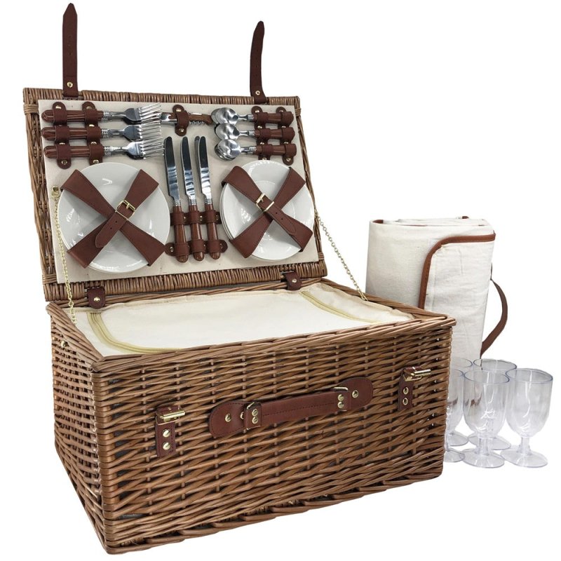 Classic Wicker Fitted Picnic Basket - Fitted Picnic Baskets - British D'sire