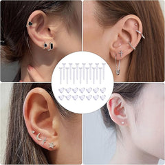 Clear Earrings for School,50 Pairs Plastic Earrings, Clear Studs for School, Plastic Earrings, Invisible Earrings for School - Stud Earrings - British D'sire