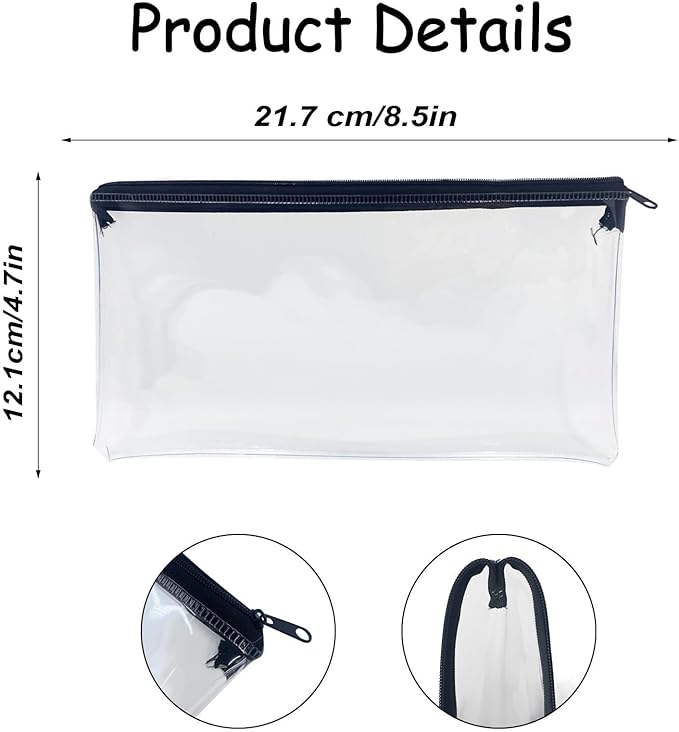 Clear Pencil Case for Exams 2 PCS, Transparent Pencil Case, Pencil Case Clear PVC with Zipper for Usage in School Office Home and Travel, Plastic Pencil Case, See Through Pencil Case - Pencil Cases - British D'sire