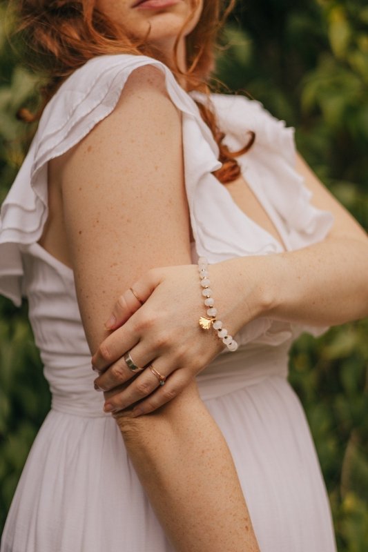 Clear Quartz Stone Bracelet with Detail - Bracelets - British D'sire