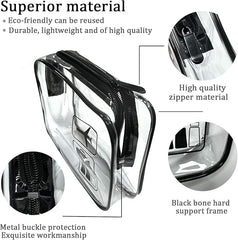 Clear Travel Toiletries Bag, 2 Pcs TSA Approved Toiletry Bag with Zippers Travel Accessories Portable Waterproof Cosmetic Makeup Bags for Women and Men (Black) - Toiletry Bags - British D'sire