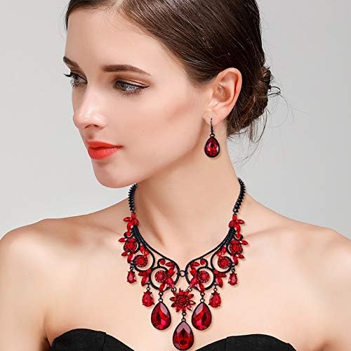 Clearine Halloween Jewellery Tribal Ethnic Style Chunky Crystal Statement Necklace Dangle Earrings Set for Women, Statement Costume Jewellery Set, Wedding Bridal Set - Jewellery & Watches - British D'sire