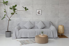 Cloudy Grey Stripe linen couch cover - Couch cover - British D'sire