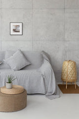 Cloudy Grey Stripe linen couch cover - Couch cover - British D'sire