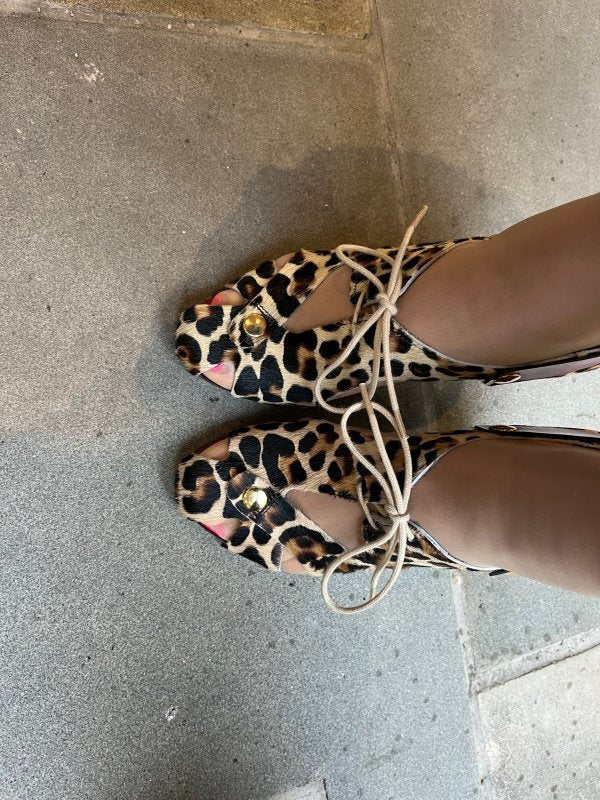 Coco - Leopard/Red heel sandal - Heel Shoe - British D'sire