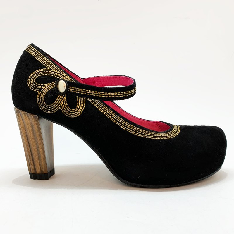 Cognac - Black/Gold strap heel - Heel Shoe - British D'sire