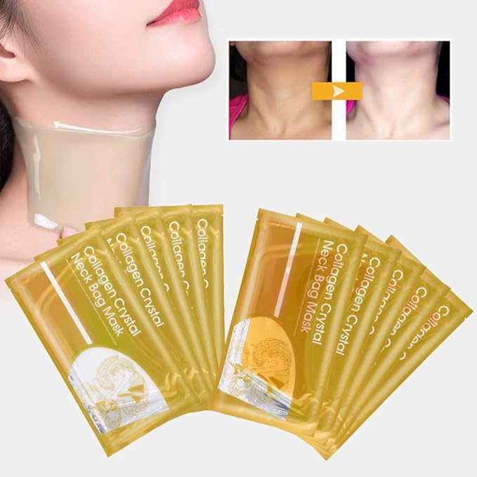 Collagen Neck Mask, 5 Sheets Neck Mask Anti-wrinkles Collagen Neck Pads Patch Skin Whitening Firming Moisturizing Neck Lift Mask (gold) - British D'sire