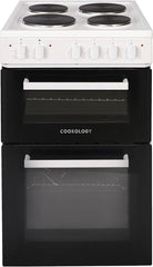 Cookology CFSPTC502BK 50cm Wide Freestanding Electric Twin Cavity Cooker, Combined 93 Litre Capacity with 4 Zone Solid Plate Top Hob Cooktop - British D'sire