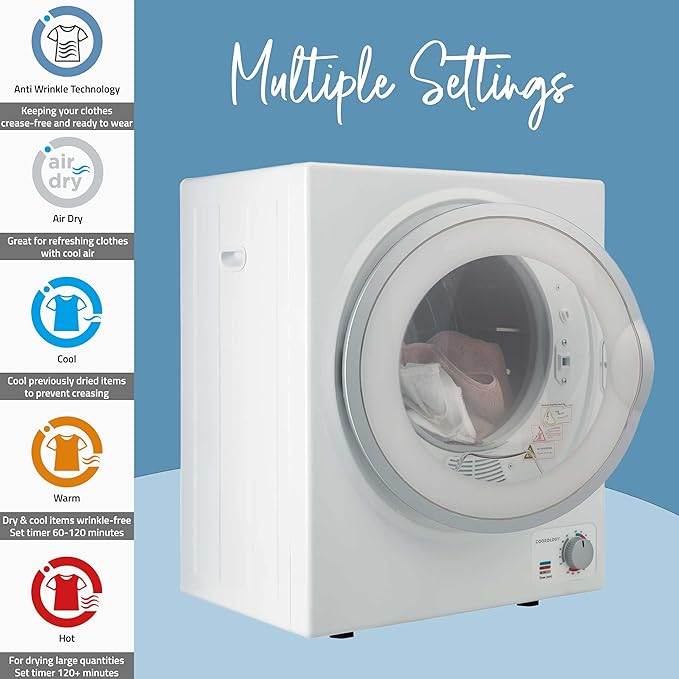 Cookology CMVD25WH Mini Vented Tumble Dryer 2.5kg - British D'sire