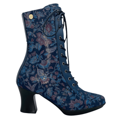 (Copy) Fergie - Navy Floral victorian lace up - Ankle boot - British D'sire