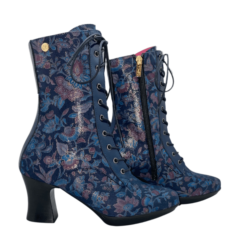 (Copy) Fergie - Navy Floral victorian lace up - Ankle boot - British D'sire