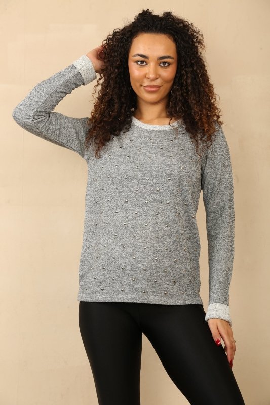 Cosy Knit Jumper with Stud Detailing – Effortless Style and Warmth - Jumper - British D'sire