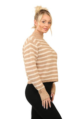 Cosy Striped Jumper with Mock Neck – Soft Acrylic Knit - Jumper - British D'sire