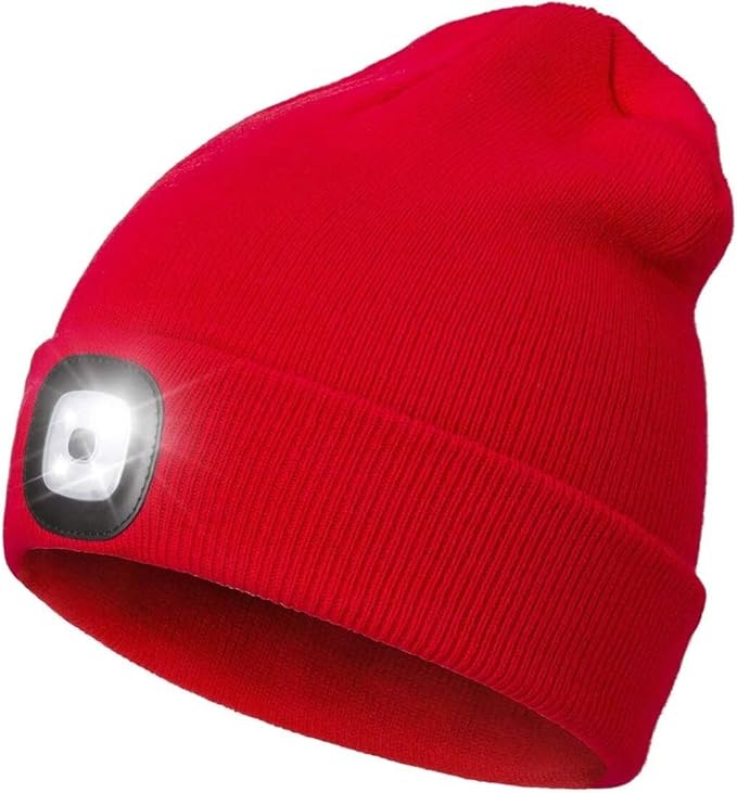 COTOP Unisex LED Headlamp Beanie Cap Men's Women Gift Winter Warm Beanie Hat Hands Free Lighted Beanie Cap for Dog Walking Night, Running, Camping,Hiking - Hats & Caps - British D'sire