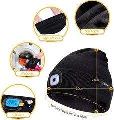 COTOP Unisex LED Headlamp Beanie Cap Men's Women Gift Winter Warm Beanie Hat Hands Free Lighted Beanie Cap for Dog Walking Night, Running, Camping,Hiking - Hats & Caps - British D'sire