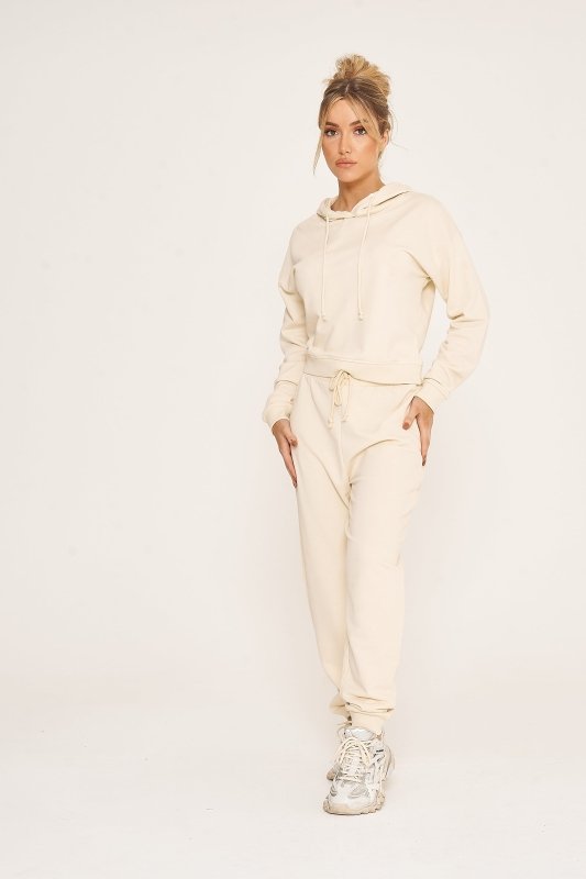 Cream Cropped Hoodie - Sweatshirts - British D'sire