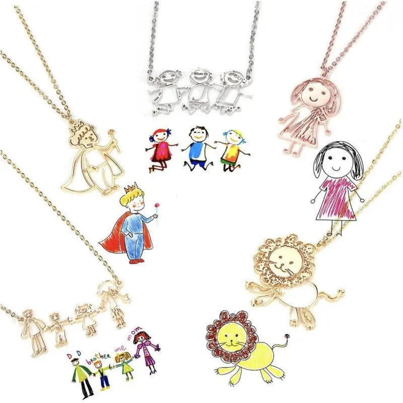 CREATE YOUR OWN DESIGN & DRAWINGS - Doodle Drawing Necklace - custom necklace - Necklaces - British D'sire