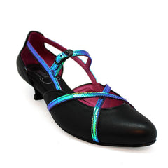 Croisse - Black/Blue Foil - Low Heel - British D'sire