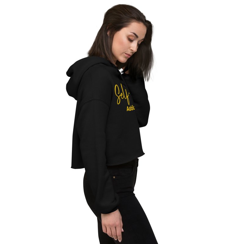 Crop Hoodie - Self Love Addicted with EMBROIDERY - crop hoodie - British D'sire