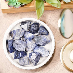 Crystal Allies Materials 1lb Bulk Rough Blue Sodalite Stones from Brazil Large 1"+ Raw Natural Crystals for Cabbing, Cutting, Lapidary, Tumbling, and Polishing & Reiki Crystal Healing Wholesale Lot - Gemstones - British D'sire