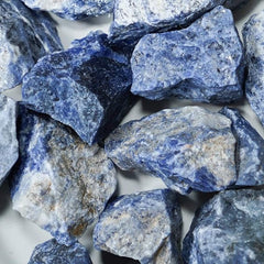 Crystal Allies Materials 1lb Bulk Rough Blue Sodalite Stones from Brazil Large 1"+ Raw Natural Crystals for Cabbing, Cutting, Lapidary, Tumbling, and Polishing & Reiki Crystal Healing Wholesale Lot - Gemstones - British D'sire