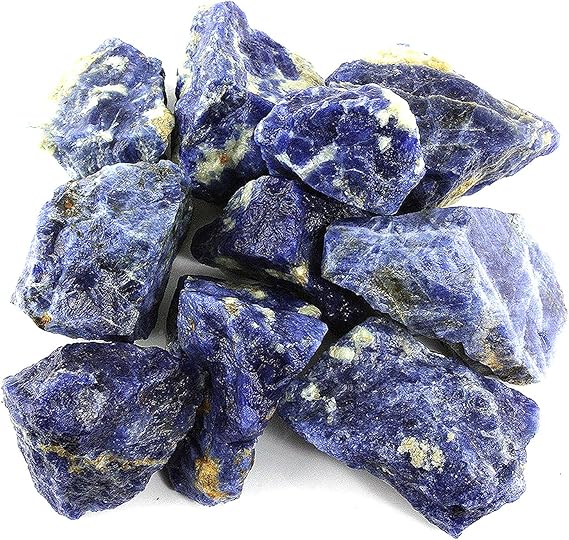 Crystal Allies Materials 1lb Bulk Rough Blue Sodalite Stones from Brazil Large 1"+ Raw Natural Crystals for Cabbing, Cutting, Lapidary, Tumbling, and Polishing & Reiki Crystal Healing Wholesale Lot - Gemstones - British D'sire