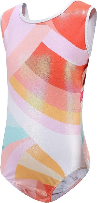 Cucudy Gymnastics Leotards For Girls White/Yellow/Blue/Green/Purple/Rosy/Rainbow Gradient Color Sparkle Sleeveless Leotard Dancing Ballet Gymnastics Athletic For Little Girl - Leotards - British D'sire