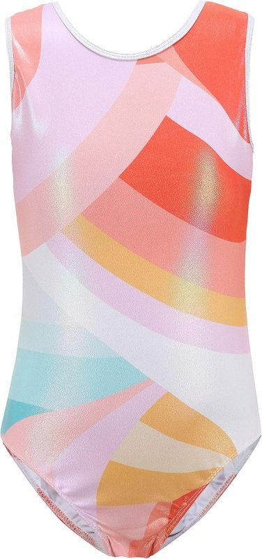 Cucudy Gymnastics Leotards For Girls White/Yellow/Blue/Green/Purple/Rosy/Rainbow Gradient Color Sparkle Sleeveless Leotard Dancing Ballet Gymnastics Athletic For Little Girl - Leotards - British D'sire