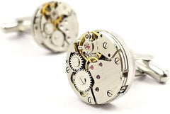 Cufflinks, Deluxe Steampunk Vintage Watch Movement Shape Cufflinks(1 pair), Come with Presentation Box - Men's Cuff Links and Tie Clips - British D'sire