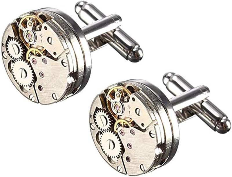 Cufflinks, Deluxe Steampunk Vintage Watch Movement Shape Cufflinks(1 pair), Come with Presentation Box - Men's Cuff Links and Tie Clips - British D'sire