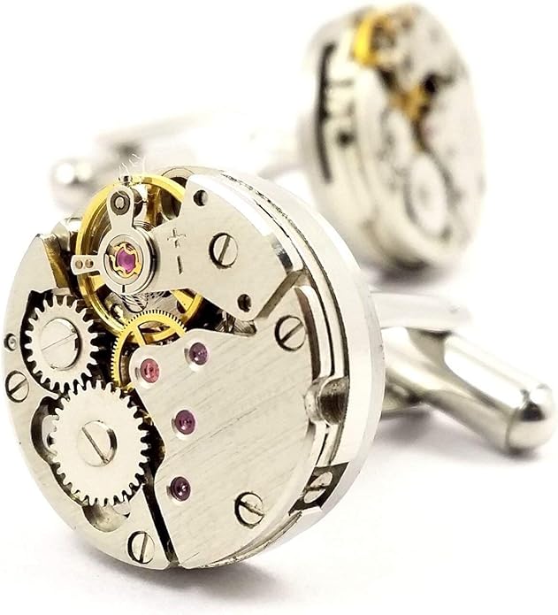 Cufflinks, Deluxe Steampunk Vintage Watch Movement Shape Cufflinks(1 pair), Come with Presentation Box - Men's Cuff Links and Tie Clips - British D'sire