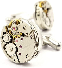 Cufflinks, Deluxe Steampunk Vintage Watch Movement Shape Cufflinks(1 pair), Come with Presentation Box - Men's Cuff Links and Tie Clips - British D'sire