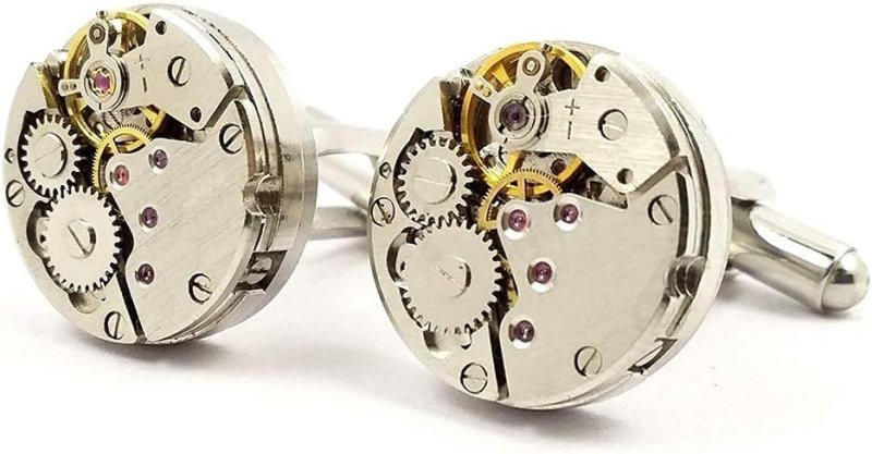 Cufflinks, Deluxe Steampunk Vintage Watch Movement Shape Cufflinks(1 pair), Come with Presentation Box - Men's Cuff Links and Tie Clips - British D'sire