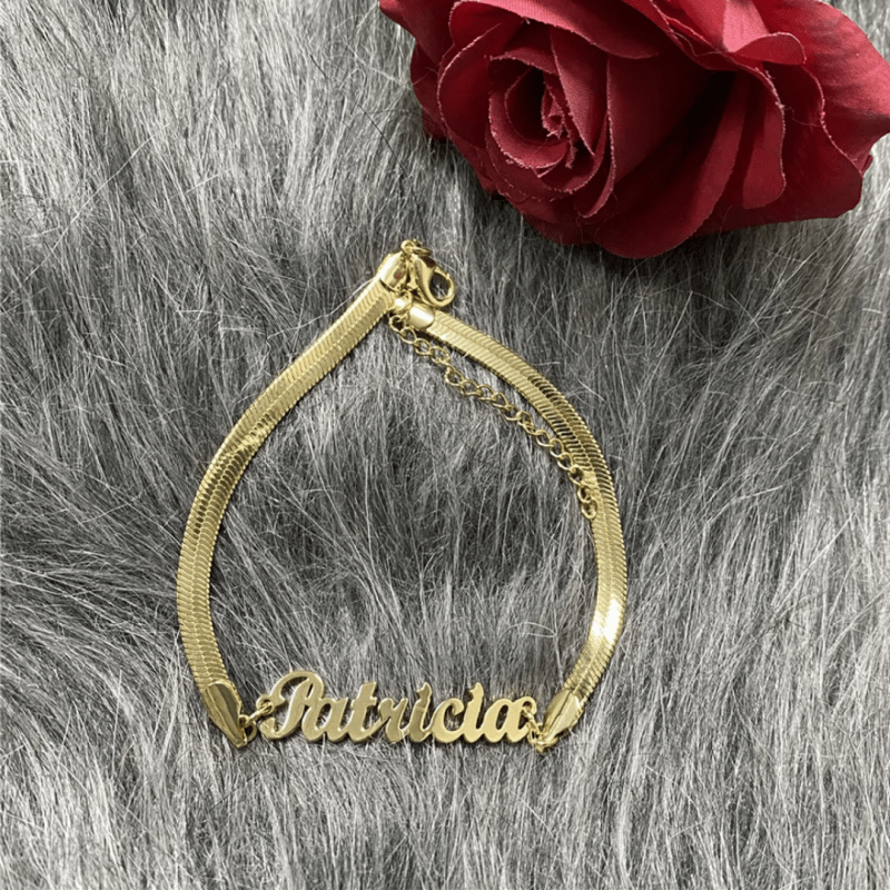 Custom name anklet personalized gold plated stainless steel foot chain body jewellery for women - Women's Anklets - British D'sire