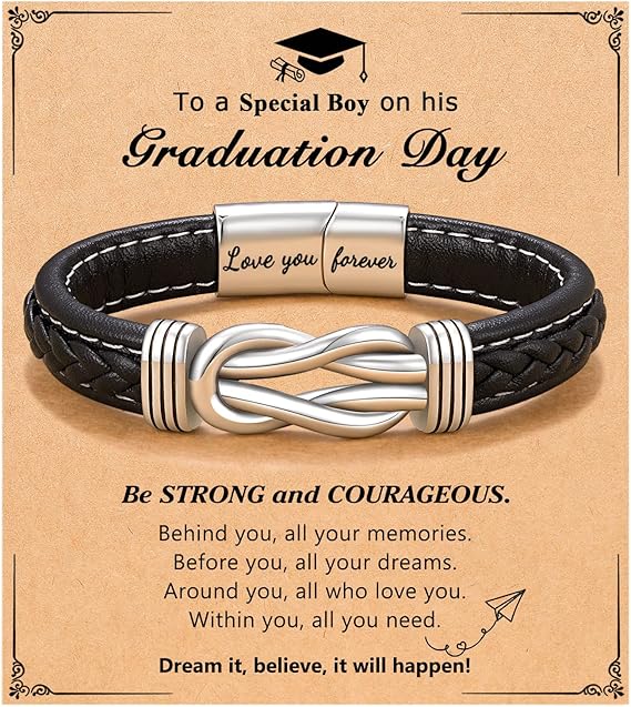 D Dongjiangjin Gift To My Son Grandson Nephew Leather Bracelet Birthday Easter Gradution Gifts for Teen Boys - Bracelets & Bangles - British D'sire