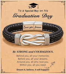 D Dongjiangjin Gift To My Son Grandson Nephew Leather Bracelet Birthday Easter Gradution Gifts for Teen Boys - Bracelets & Bangles - British D'sire