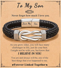 D Dongjiangjin Gift To My Son Grandson Nephew Leather Bracelet Birthday Easter Gradution Gifts for Teen Boys - Bracelets & Bangles - British D'sire