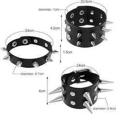 Dacitiery 6 Pcs Punk Studded Bracelet Rivets Bracelet, Black Metal Spike Studded Rivets Bracelet Cuff for Mens Womens Rock Vintage Gothic Style Adult - Women's Bracelets - British D'sire