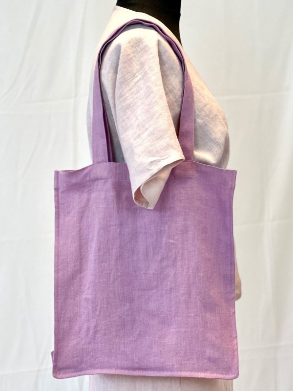 Dark Plum linen tote bag with embroidery - Embroidery Bags - British D'sire