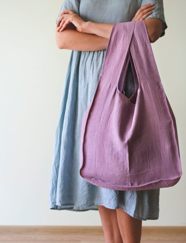 Dark Plum linen tote bag with inside pocket - Inside pocket - British D'sire