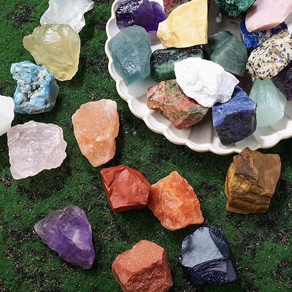 DECORN Natural Rough Raw Stone set - Raw Natural Crystals & Rocks for Cabbing, Cutting, Lapidary, Tumbling, Polishing, Decoration, Wire Wrapping, Wicca & Reiki Crystal - Gemstones - British D'sire