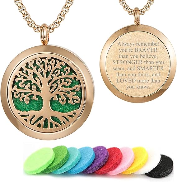 Del Corso - Aromatherapy Essential Oil Diffuser Necklace 316L Stainless Steel Locket Pendant with 24 Inch Chain, 30 mm, 316L Surgical Grade Stainless Steel - Necklaces & Pendants - British D'sire