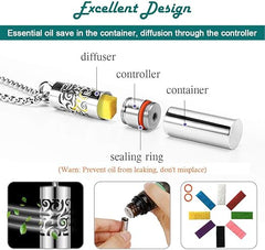 Del Corso - Diffuser Necklace with Dispenser and Container Stainless Steel Aromatherapy Essential Oil Diffuser Pendant Locket Necklace with 8 Pads Jewelry for Women Men Kid - Necklaces - British D'sire